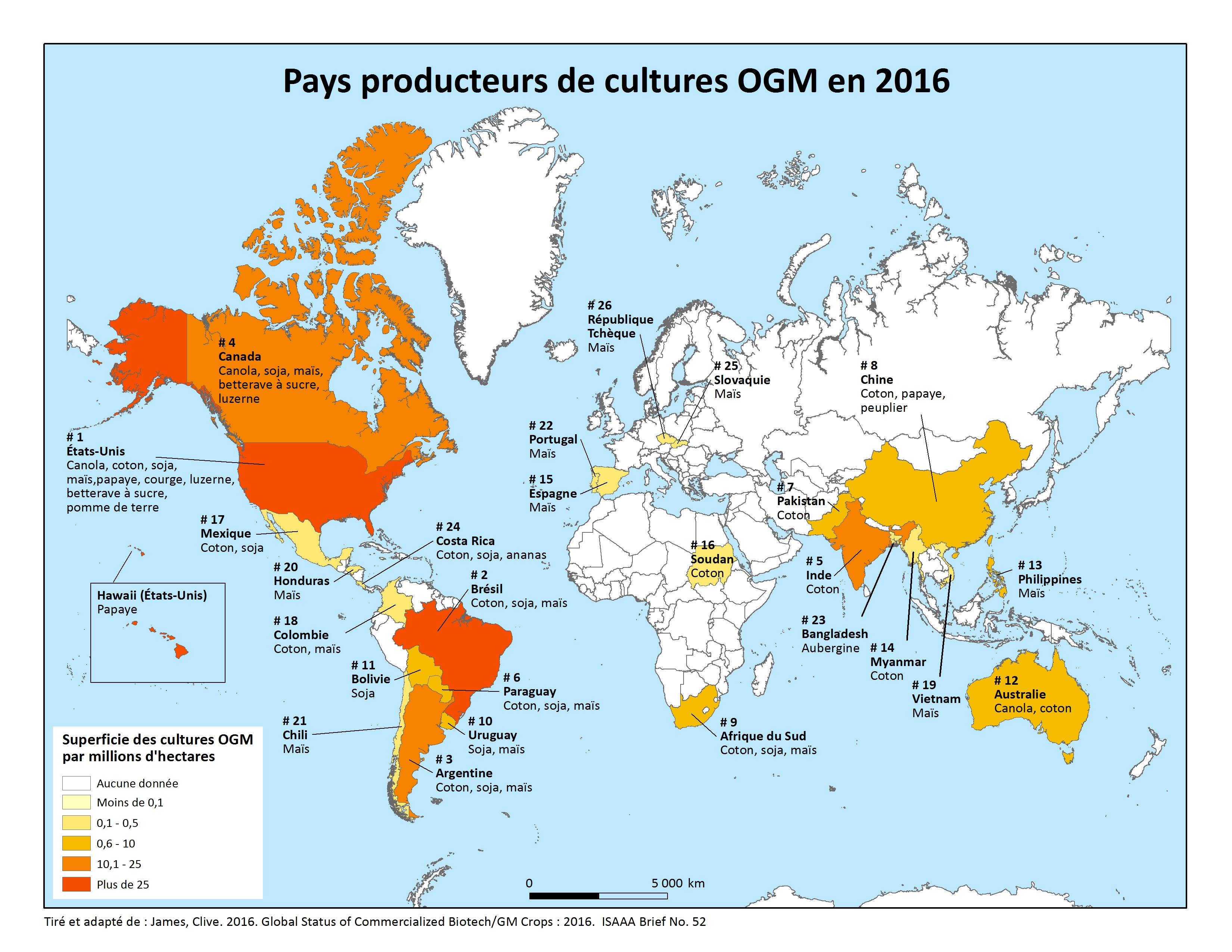 Carte des principaux producteurs mondiaux